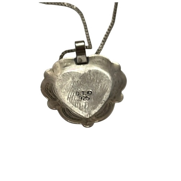 Vintage Sterling Silver Blue Lapis Heart Pendant on Sterling Silver chain - Picture 2 of 3